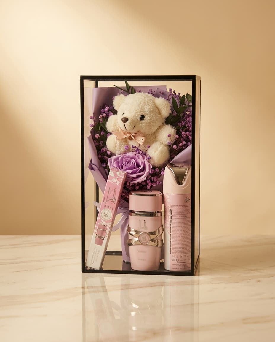 Geschenkbox Rosen & Teddy