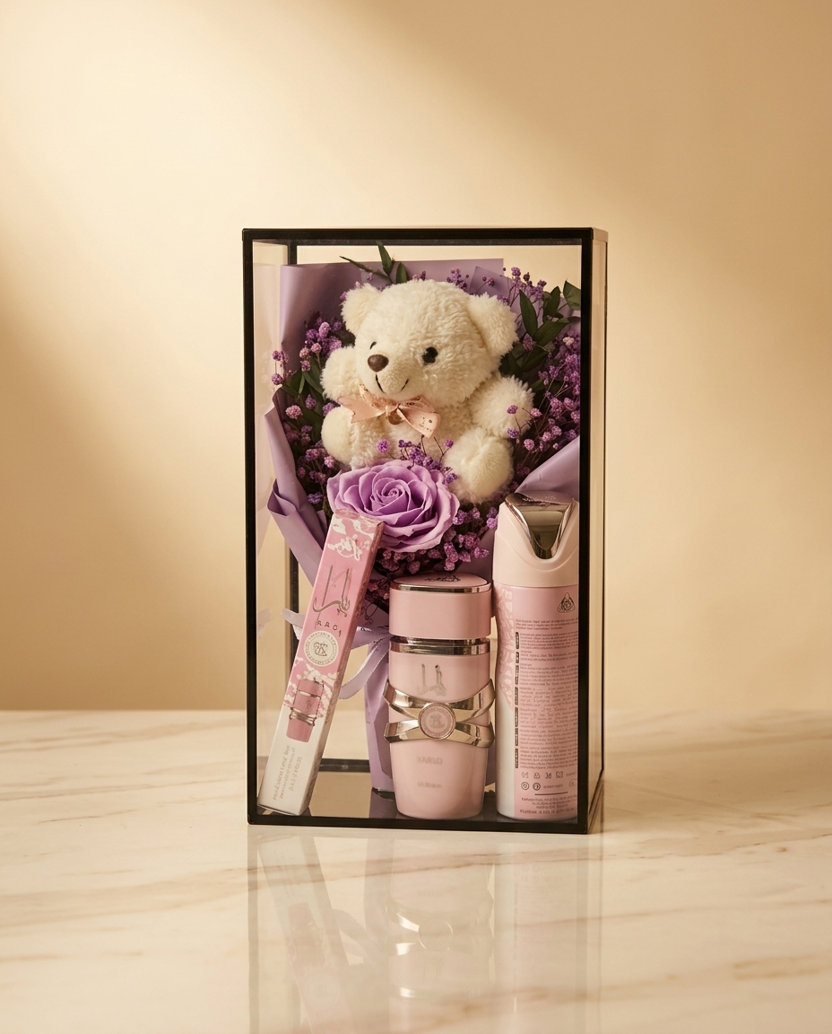 Geschenkbox Rosen & Teddy